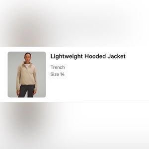 Lululemon lightweight jacket, worn 1x, size 14